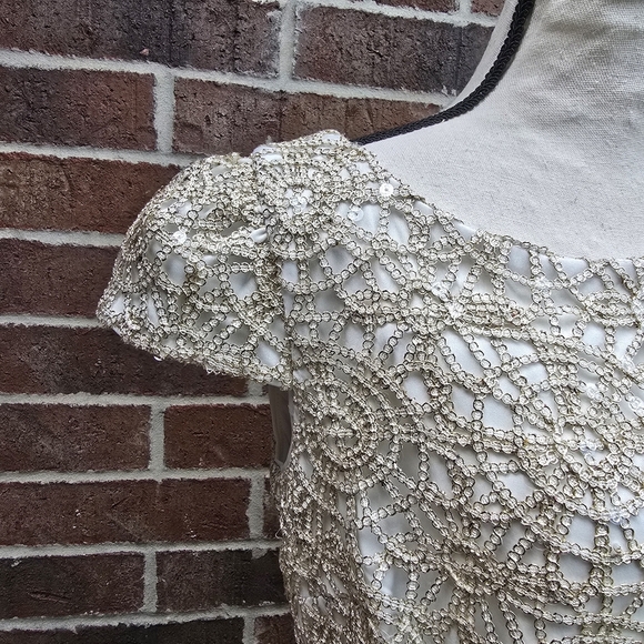 Nicole Miller Cream and Gold Midi Dress - Picture 3 of 11